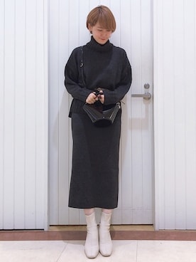 「LOWRYS FARM（ローリーズファーム）のストレッチヒールブーツ　851418（ブーツ）」を使った、LOWRYSFARM ゆめタウン出雲さん（レディース・158cm）の秋コーディネート