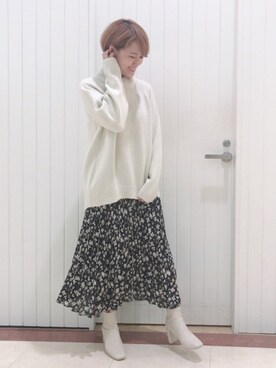 「LOWRYS FARM（ローリーズファーム）のストレッチヒールブーツ　851418（ブーツ）」を使った、LOWRYSFARM ゆめタウン出雲さん（レディース・158cm）の秋コーディネート