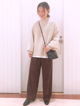 「LOWRYS FARM（ローリーズファーム）のストレッチヒールブーツ　851418（ブーツ）」を使った、LOWRYSFARM ゆめタウン出雲さん（レディース・154cm）の秋コーディネート