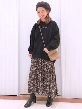 「LOWRYS FARM（ローリーズファーム）のストレッチヒールブーツ　851418（ブーツ）」を使った、LOWRYSFARM ゆめタウン出雲さん（レディース・154cm）の秋コーディネート