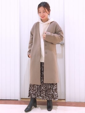 「LOWRYS FARM（ローリーズファーム）のストレッチヒールブーツ　851418（ブーツ）」を使った、LOWRYSFARM ゆめタウン出雲さん（レディース・154cm）の秋コーディネート