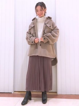 「LOWRYS FARM（ローリーズファーム）のストレッチヒールブーツ　851418（ブーツ）」を使った、LOWRYSFARM ゆめタウン出雲さん（レディース・154cm）の冬コーディネート