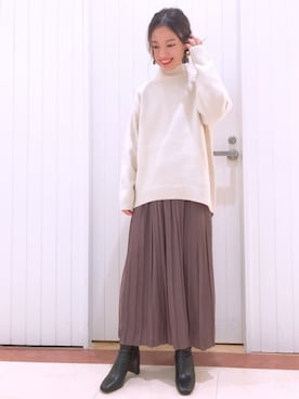 「LOWRYS FARM（ローリーズファーム）のストレッチヒールブーツ　851418（ブーツ）」を使った、LOWRYSFARM ゆめタウン出雲さん（レディース・154cm）の冬コーディネート