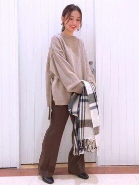 「LOWRYS FARM（ローリーズファーム）のストレッチヒールブーツ　851418（ブーツ）」を使った、LOWRYSFARM ゆめタウン出雲さん（レディース・154cm）の冬コーディネート