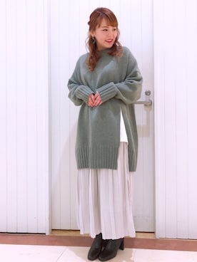 「LOWRYS FARM（ローリーズファーム）のストレッチヒールブーツ　851418（ブーツ）」を使った、LOWRYSFARM ゆめタウン出雲さん（レディース・153cm）の冬コーディネート