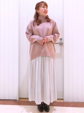 「LOWRYS FARM（ローリーズファーム）のストレッチヒールブーツ　851418（ブーツ）」を使った、LOWRYSFARM ゆめタウン出雲さん（レディース・153cm）の冬コーディネート