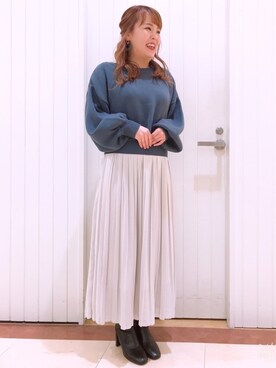 「LOWRYS FARM（ローリーズファーム）のストレッチヒールブーツ　851418（ブーツ）」を使った、LOWRYSFARM ゆめタウン出雲さん（レディース・153cm）の冬コーディネート