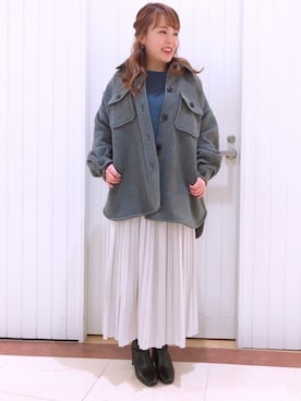 「LOWRYS FARM（ローリーズファーム）のストレッチヒールブーツ　851418（ブーツ）」を使った、LOWRYSFARM ゆめタウン出雲さん（レディース・153cm）の冬コーディネート