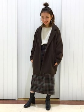 「LOWRYS FARM（ローリーズファーム）のストレッチヒールブーツ　851418（ブーツ）」を使った、LOWRYSFARM ゆめタウン出雲さん（レディース・154cm）の冬コーディネート