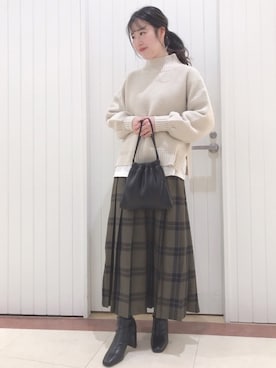 「LOWRYS FARM（ローリーズファーム）のストレッチヒールブーツ　851418（ブーツ）」を使った、LOWRYSFARM ゆめタウン出雲さん（レディース・160cm）の冬コーディネート