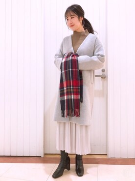 「LOWRYS FARM（ローリーズファーム）のストレッチヒールブーツ　851418（ブーツ）」を使った、LOWRYSFARM ゆめタウン出雲さん（レディース・160cm）の冬コーディネート