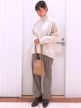 「LOWRYS FARM（ローリーズファーム）のストレッチヒールブーツ　851418（ブーツ）」を使った、LOWRYSFARM ゆめタウン出雲さん（レディース・158cm）の冬コーディネート