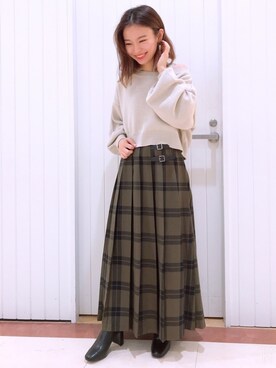 「LOWRYS FARM（ローリーズファーム）のストレッチヒールブーツ　851418（ブーツ）」を使った、LOWRYSFARM ゆめタウン出雲さん（レディース・153cm）の冬コーディネート