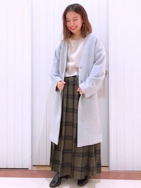 「LOWRYS FARM（ローリーズファーム）のストレッチヒールブーツ　851418（ブーツ）」を使った、LOWRYSFARM ゆめタウン出雲さん（レディース・153cm）の冬コーディネート