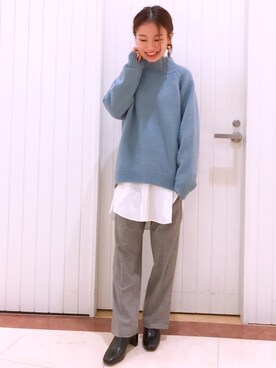 「LOWRYS FARM（ローリーズファーム）のストレッチヒールブーツ　851418（ブーツ）」を使った、LOWRYSFARM ゆめタウン出雲さん（レディース・153cm）の冬コーディネート