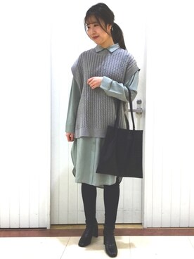 「LOWRYS FARM（ローリーズファーム）のストレッチヒールブーツ　851418（ブーツ）」を使った、LOWRYSFARM ゆめタウン出雲さん（レディース・164cm）の冬コーディネート