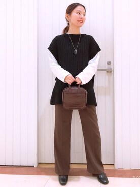 「LOWRYS FARM（ローリーズファーム）のストレッチヒールブーツ　851418（ブーツ）」を使った、LOWRYSFARM ゆめタウン出雲さん（レディース・153cm）の冬コーディネート