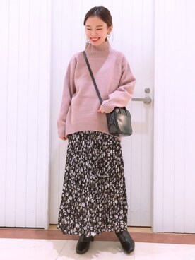 「LOWRYS FARM（ローリーズファーム）のストレッチヒールブーツ　851418（ブーツ）」を使った、LOWRYSFARM ゆめタウン出雲さん（レディース・153cm）の冬コーディネート