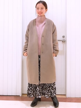 「LOWRYS FARM（ローリーズファーム）のストレッチヒールブーツ　851418（ブーツ）」を使った、LOWRYSFARM ゆめタウン出雲さん（レディース・153cm）の冬コーディネート