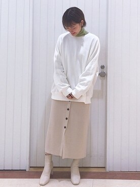 「LOWRYS FARM（ローリーズファーム）のストレッチヒールブーツ　851418（ブーツ）」を使った、LOWRYSFARM ゆめタウン出雲さん（レディース・158cm）の冬コーディネート