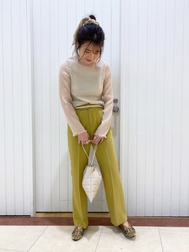 「LOWRYS FARM（ローリーズファーム）のカラーフレアパンツ  892044（その他パンツ）」を使った、LOWRYSFARM ゆめタウン出雲さん（レディース・165cm）の夏コーディネート