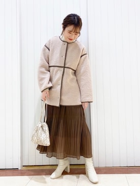 「LOWRYS FARM（ローリーズファーム）のストレッチヒールブーツ　851418（ブーツ）」を使った、LOWRYSFARM ゆめタウン出雲さん（レディース・160cm）の冬コーディネート