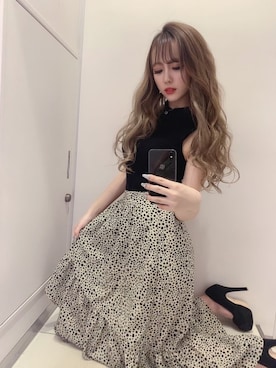 「ダルメシアン柄スカート」｜MIZUKIさん（レディース・155cm）の夏コーディネート