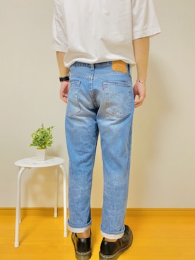 「UNIQLO（ユニクロ）のオーバーサイズクルーネックT（半袖）（Tシャツ/カットソー、ホワイト系）」を使った、社会人Sさん（メンズ・173cm）の夏コーディネート