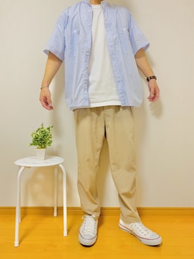 「アイテム（腕時計、ブラウン系）」を使った、社会人Sさん（メンズ・173cm）の夏コーディネート