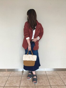 「AVIREX（アヴィレックス）のアイテム（ノーカラージャケット）」を使った、mitsuyaさん（レディース・168cm）の秋コーディネート