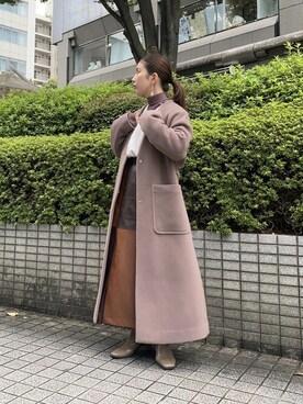 「PUBLIC TOKYO（パブリックトウキョウ）のアイテム（ノーカラーコート）」を使った、ruiさん（レディース・150cm）の秋コーディネート
