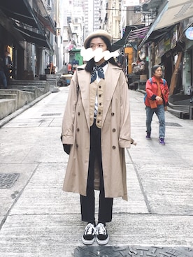 「travel」｜「アイテム（ハンチング/ベレー帽）」を使った、WeiHsuanさん（レディース・162cm）の春コーディネート