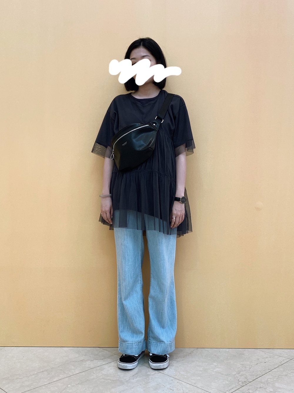 「moussy、KBF」｜「KBFのアイテム（その他トップス、ブラック系）」を使った、WeiHsuanさん（レディース・162cm）の夏コーディネートの1枚目の写真