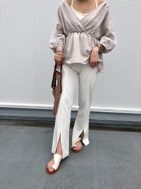 「ジーナシス」｜「アイテム（キャミソール）」を使った、優さん（レディース・158cm）の春コーディネート