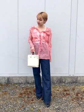 「Heather（ヘザー）のサイドスリットスケチュニックシャツ　885763（シャツ/ブラウス）」を使った、優さん（レディース・158cm）の春コーディネート