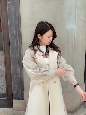 「envym_staff」｜「アイテム（トレンチコート）」を使った、Fukaさん（レディース・155cm）の冬コーディネート