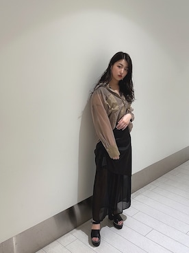 「ENVYM（アンビー）のステッチサンダル（サンダル）」を使った、Fukaさん（レディース・155cm）の春コーディネート