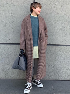 「一押しのアウタースタイル」｜「アイテム（チェスターコート）」を使った、tamaさん（レディース・148cm）の冬コーディネート