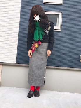 「ZARA（ザラ）のアイテム（スカート、グレー系）」を使った、YUZUKIさん（レディース・154cm）の冬コーディネート