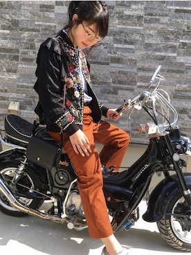 「ZARA（ザラ）のアイテム（ジャケット/アウター、ブラック系）」を使った、YUZUKIさん（レディース・154cm）の春コーディネート