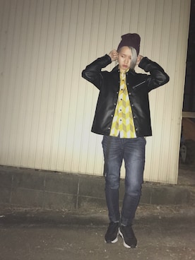 「ラトルトラップ」｜「アイテム（ライダースジャケット）」を使った、Hitomiさん（レディース・165cm）の秋コーディネート