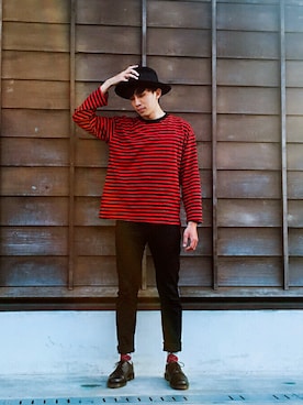 「BOWLLER HAT（ボウラ―ハット）のアイテム」を使った、彰さん（メンズ・177cm）の春コーディネート