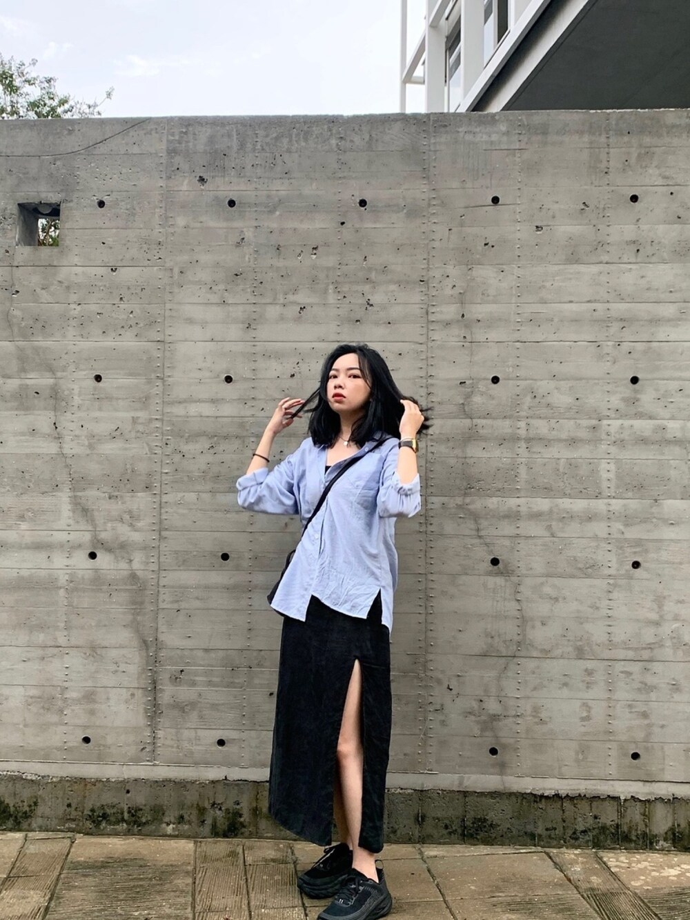 「夏、ootd、休閒」｜「ZARAのアイテム（ワンピース、ブラック系）」を使った、JNさん（レディース・157cm）の夏コーディネートの1枚目の写真