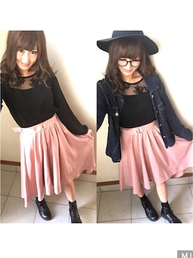 「INGNI（イング）のアイテム（ハット、ブラック系）」を使った、michuさん（レディース・164cm）の春コーディネート