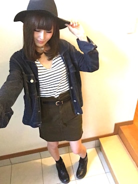 「INGNI（イング）のアイテム（ハット、ブラック系）」を使った、michuさん（レディース・164cm）の春コーディネート