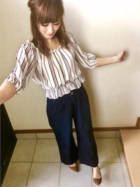 「SpRay（スプレイ）のアイテム（トップス、ホワイト系）」を使った、michuさん（レディース・164cm）の春コーディネート