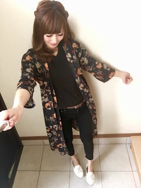 「GU（ジーユー）のアイテム（ジャケット/アウター、ブラック系）」を使った、michuさん（レディース・164cm）の春コーディネート