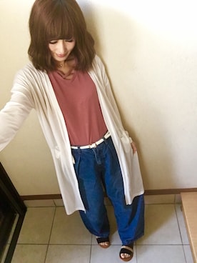 「GRL（グレイル）のアイテム（Tシャツ/カットソー、ピンク系）」を使った、michuさん（レディース・164cm）の春コーディネート