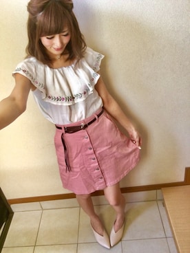 「GRL（グレイル）のアイテム（トップス、ホワイト系）」を使った、michuさん（レディース・164cm）の春コーディネート