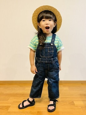 「GAP（ギャップ）のアイテム（サロペット/オーバーオール）」を使った、GAP Kids＆Babyさん（キッズ・93cm）の夏コーディネート